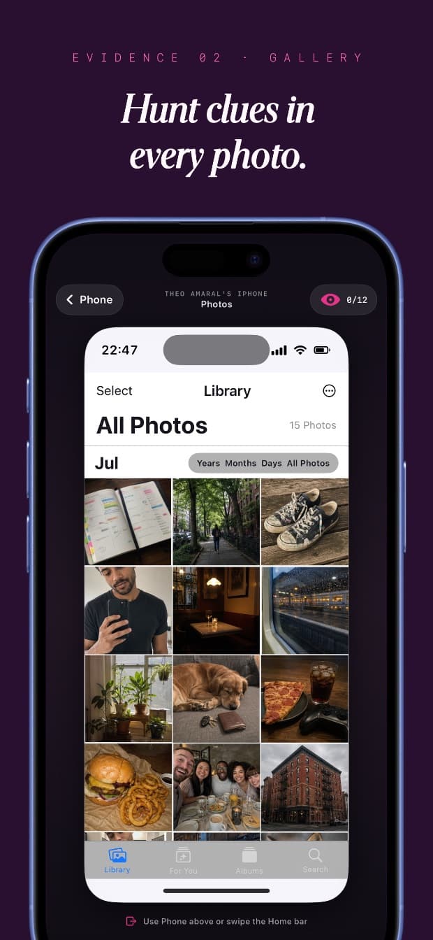 A fictional photo library with evidence